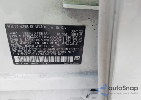 2023 Honda Hr-V 2Wd Sport from USA, damaged, VIN 3CZRZ1H51PM702347